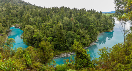 Blue water and rocks of the Hokitika Gorge Scenic Reserve, South Island New Zealand