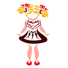 Cute little girl with two tails, like a doll