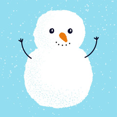 illustration bonhomme de neige blanc sur fond bleu