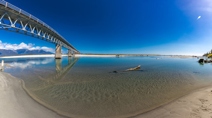 New Zealand's longest one-lane bridge over Haast River, South Westland