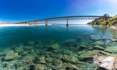 Obraz na płótnie Canvas New Zealand's longest one-lane bridge over Haast River, South Westland