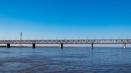 Railway and road bridge across the Amup River