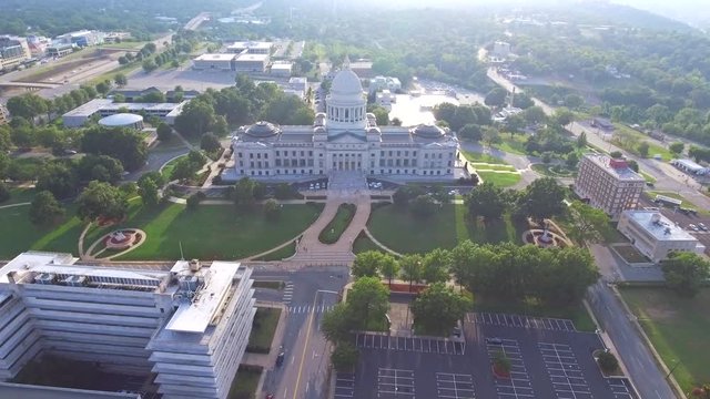 Little Rock Arkansas Capitol State Building Aerial 4.mov