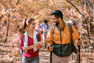 Group of hikers in the woods.