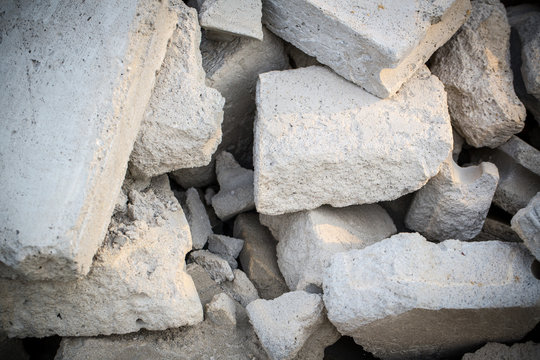 Cement brickbat house construction.brickbat ground.brickbat on Background. © kanpisut