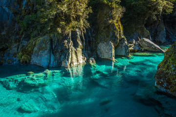 Famous attraction - Blue Pools, Haast Pass,  New Zealand, South Island