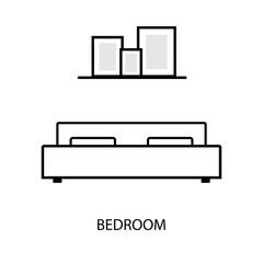 Bedroom outline icon. Clipart image isolated on white background
