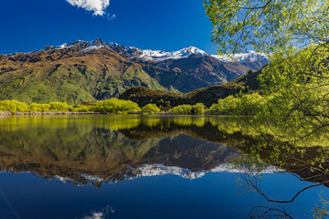 Fototapeta na wymiar Diamond Lake in the Mt Aspiring National Park near Wanaka, New Zealand, Rocky Mountain
