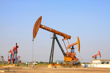 crank balanced beam pumping unit in the JiDong oilfield, China.