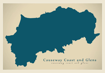 Causeway Coast and Glens district map of Northern Ireland