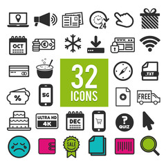 Set vector line icons in flat design with elements for mobile concepts and web apps. Collection modern infographic logo and pictogram.