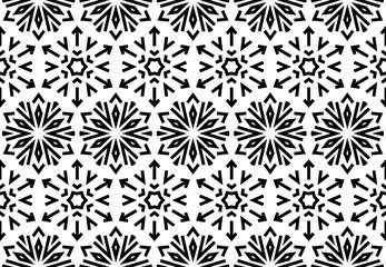 Abstract geometric pattern with lines, snowflakes. A seamless vector background. White and black texture. Graphic modern pattern.