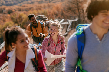 Hikers climbing the hill.