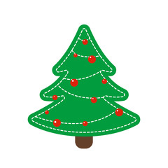 Toy fir as decoration for christmas holidays, vector illustration isolated on white background