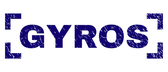 GYRO text seal print with distress texture. Text label is placed ...