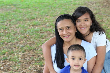 Mother with son and daughter in the park