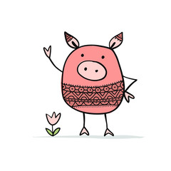 Cute piggy for your design