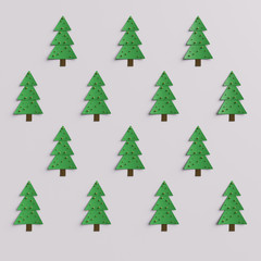 3d render abstract christmas tree background. Simple christmas tree with metall shiny balls...