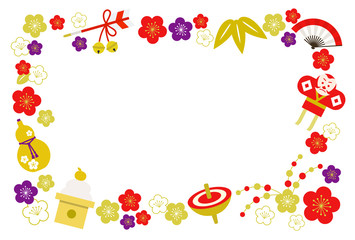 年賀状イラスト素材　ハガキテンプレート