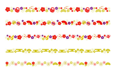 和風装飾　ボーダーパターン　年賀素材