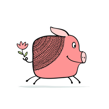 Cute piggy for your design