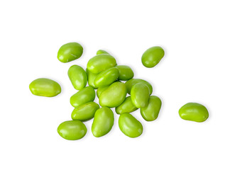 Green soy bean isolated on white clipping path