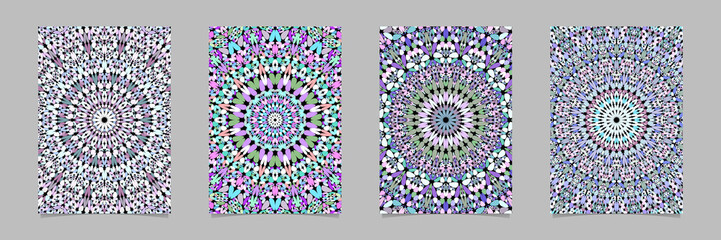 Colorful abstract stone kaleidoscope mandala pattern page background template set - vector stationery graphics