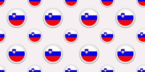 Slovenia round flag seamless pattern. Slovenian background. Vector circle icons. Geometric symbols. Texture for sports pages, competition, games, travelling design elements. patriotic wallpaper.