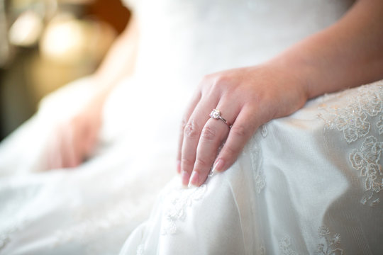brides hands with rings,Rings of wife.Two hands on a wedding day.