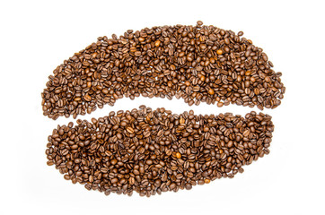 coffee beans shaped as a coffee bean isolated on white background