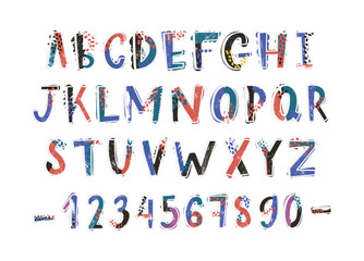 Creative latin font or english alphabet hand drawn on white background © Good Studio