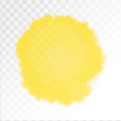 Yellow watercolor sun, isolated on transparent background. Vector illustration.