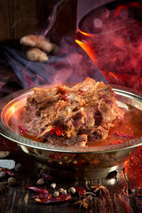 Sheep vertebrae hot pot