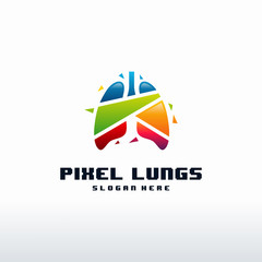 Modern Colorful Pixel Lungs logo designs concept vector, Lungs Technology logo template