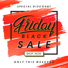Black friday sale banner.Special offer with lettering and grunge brush stroke.Sale template perfect for prints,flyers,banners, promotion,special offer,ads,coupons and more.Vector Illustration.