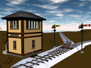 Bahnhof mit Gleisen und Signalen