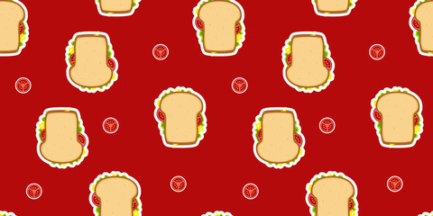 Seamless wheat bread sandwich pattern
