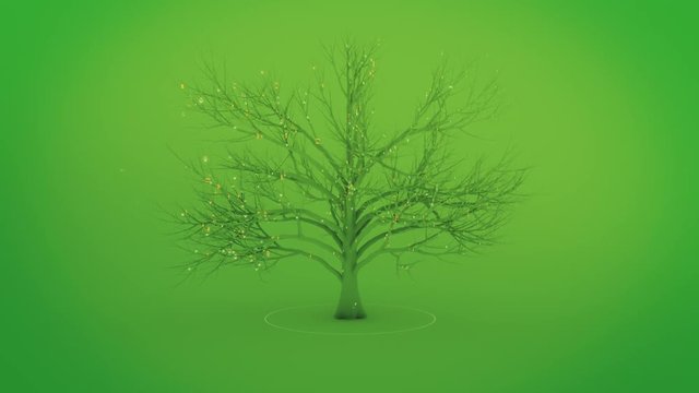 Digital Nature Tree on green background