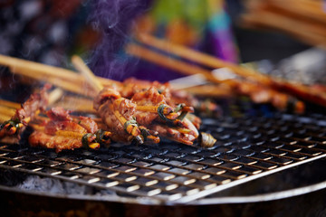 Skewered meat street food 