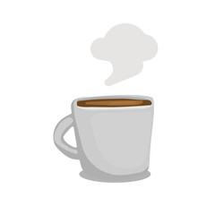 White mug or cup with hot drink vector doodle painting illustration