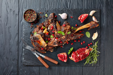 overhead view of roast leg of lamb © myviewpoint