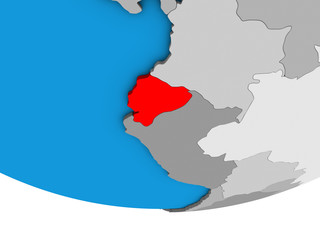 Fototapeta premium Ecuador on simple political 3D globe.