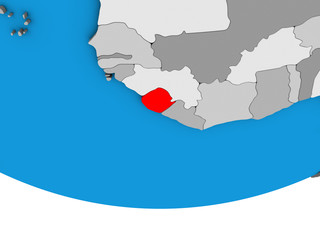 Fototapeta premium Sierra Leone on simple political 3D globe.