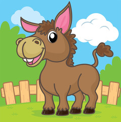 Obraz na płótnie Canvas Donkey cartoon, cartoon cute, animal cute
