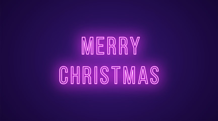 Neon inscription of Merry Christmas. Vector, neon