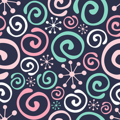 Seamless vector with a twirls on a dark background.