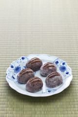inoko mochi ( baby boar rice cake), traditional japanese sweets for tea ceremony in winter