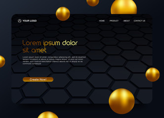 Landing page template with liquid fluid shapes and geometric patterns for business website design