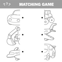 Cartoon Illustration of Preschool Education Activity with Matching Halves Game