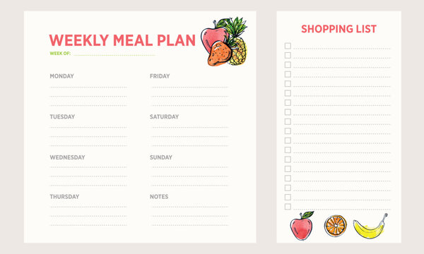 Weekly Meal Planning, Shopping List